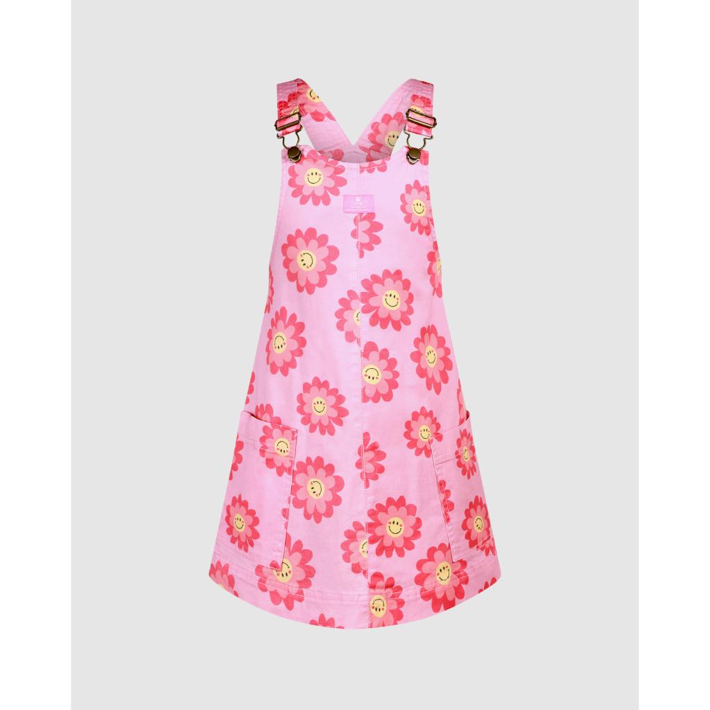Rock Your Kid Lola Pinafore Dress (Pink Daisy)