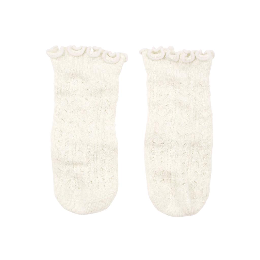 Toshi Organic Frilly Lace Knee Socks (Cream)