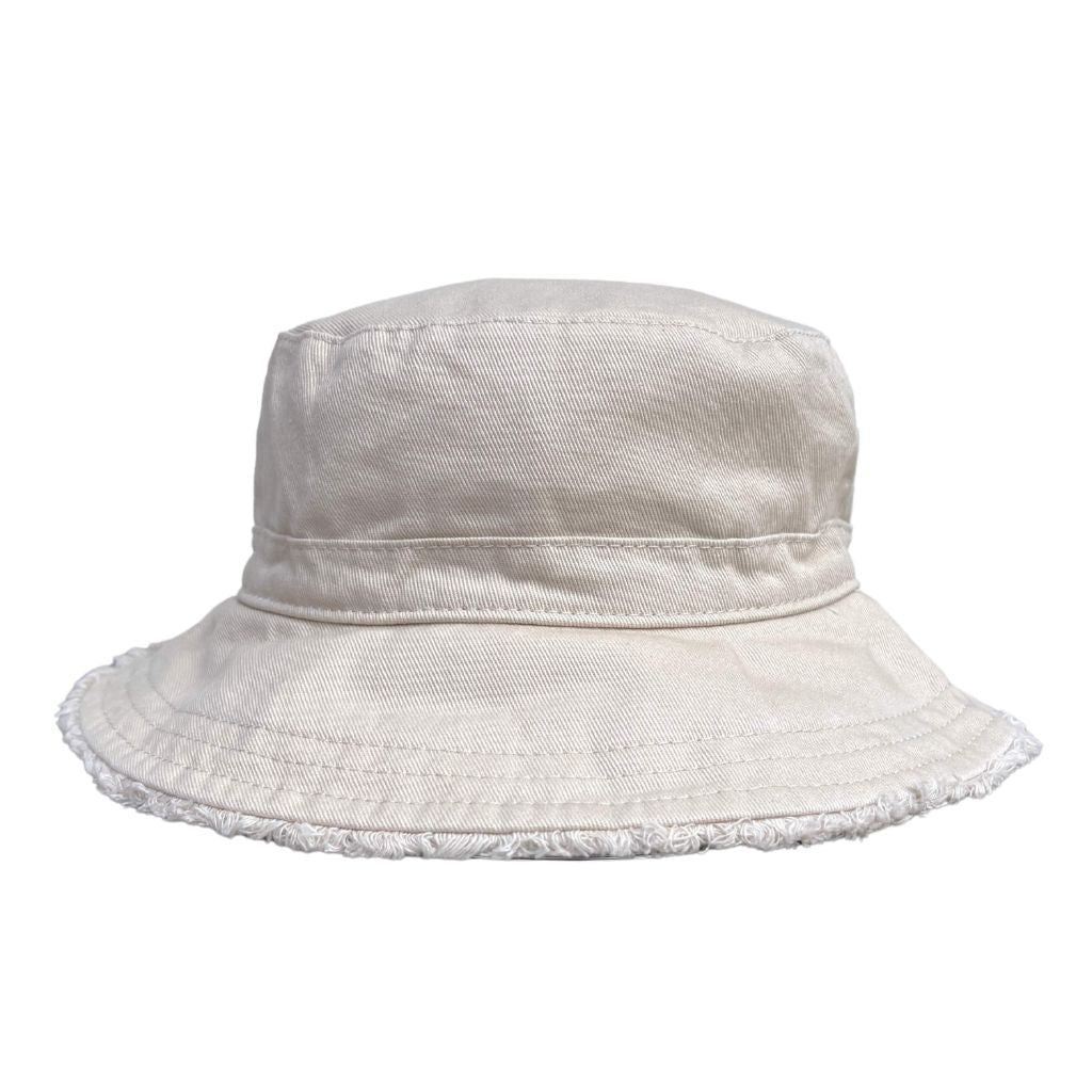 Acorn Frayed Bucket Sun Hat (Mushroom)