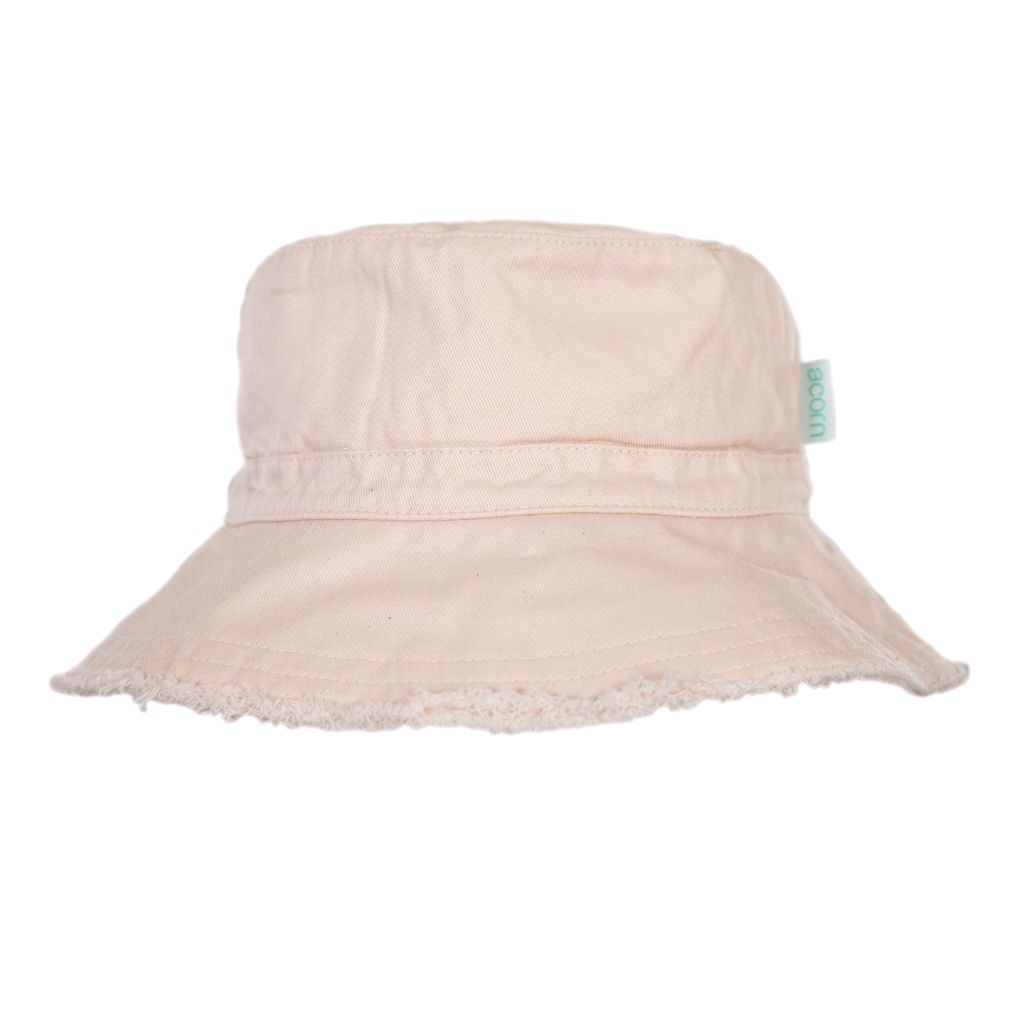 Acorn Frayed Bucket Sun Hat (Vanilla)