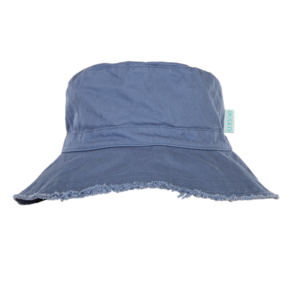 Acorn Frayed Bucket Sun Hat (Blue)