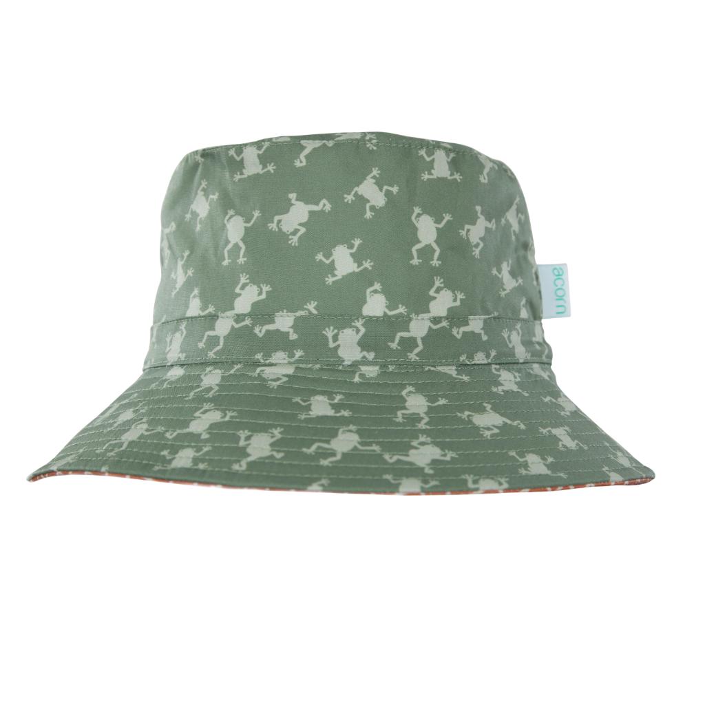 Acorn Wide Brim Bucket Sun Hat (Frogs)