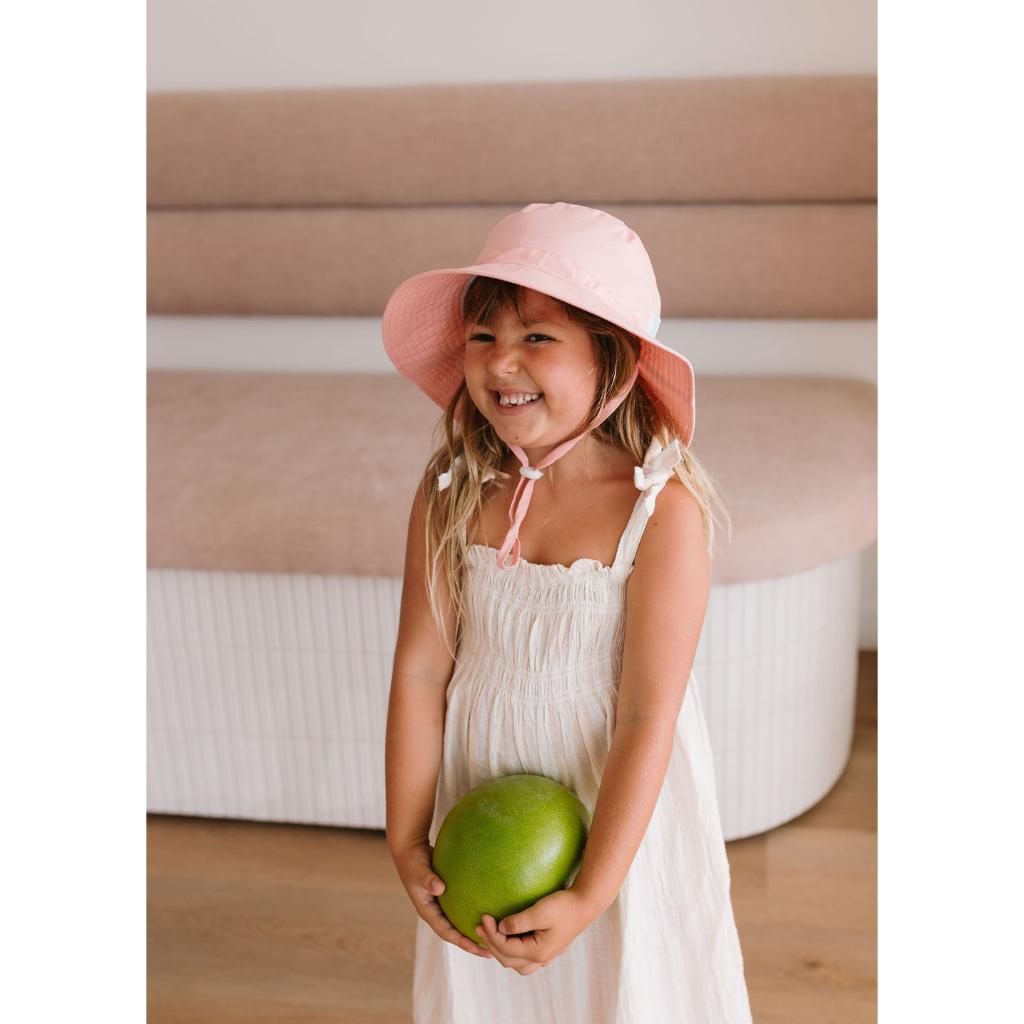 Acorn Wide Brim Bucket Sun Hat (Blush)