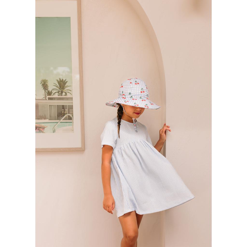 Acorn Wide Brim Sun Hat (Cherry Checks)