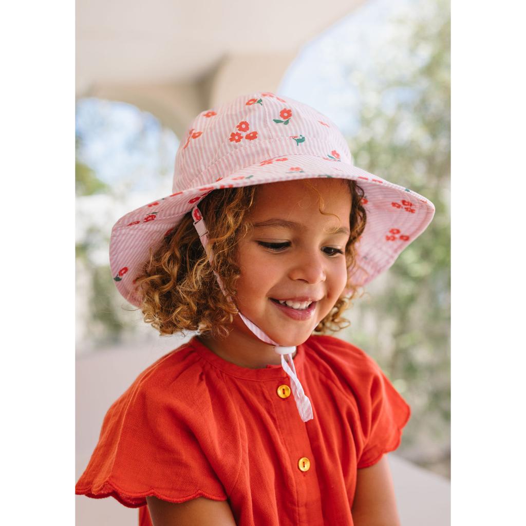 Acorn Wide Brim Sun Hat (Striped Posy)