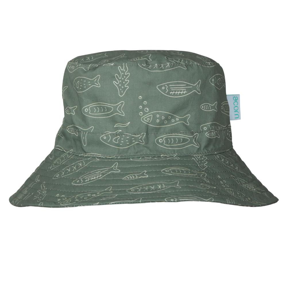 Acorn Wide Brim Bucket Sun Hat (School Of Fish)
