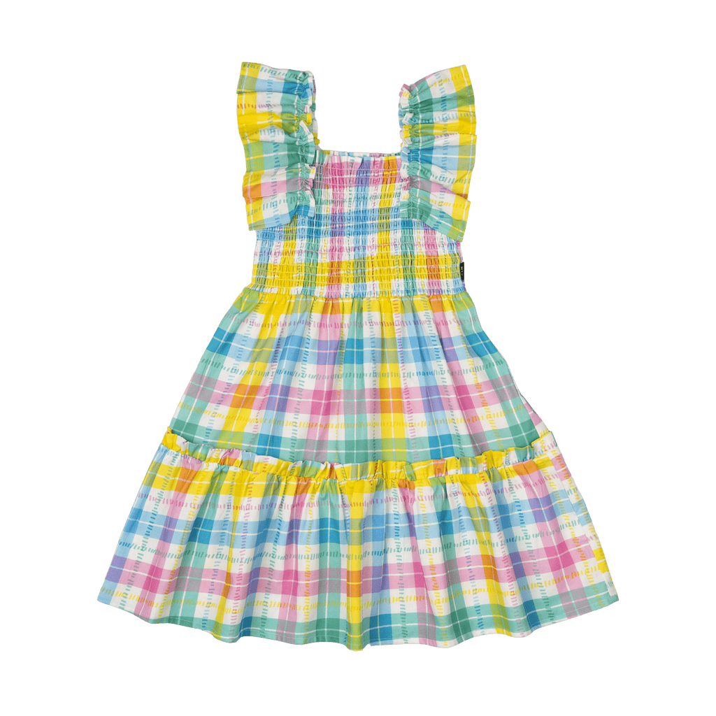 RYK Summer Time Plaid Shirred Dress