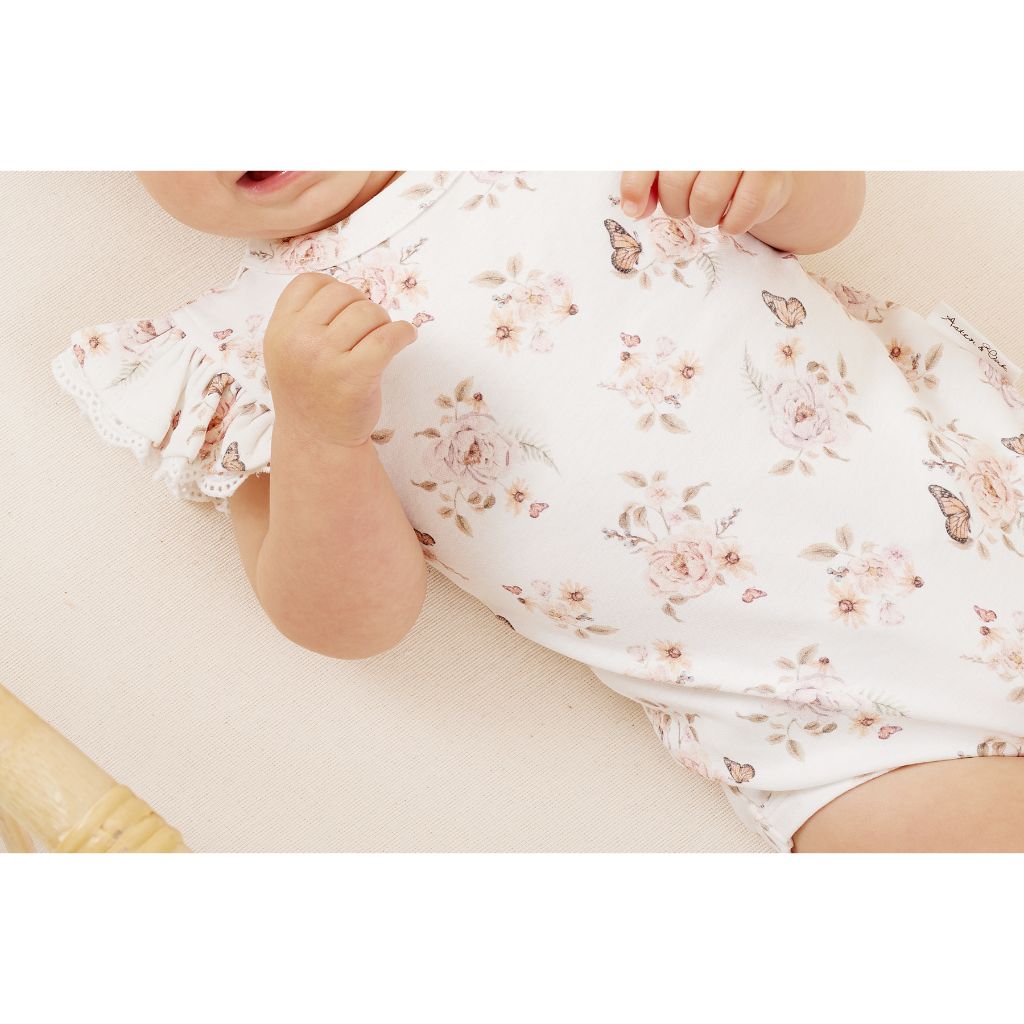 A&O Butterfly Lace Onesie (White)