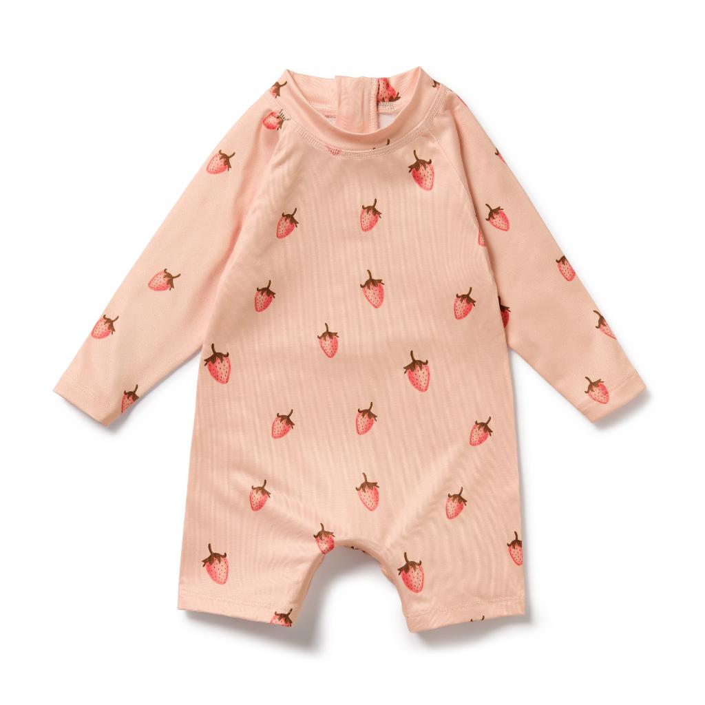 W&F One Piece Boyleg Swimsuit (Strawberry Kisses) - Girls