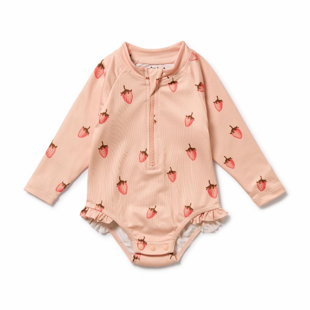 W&F Long Sleeved Swimsuit (Strawberry Kisses) - Girls