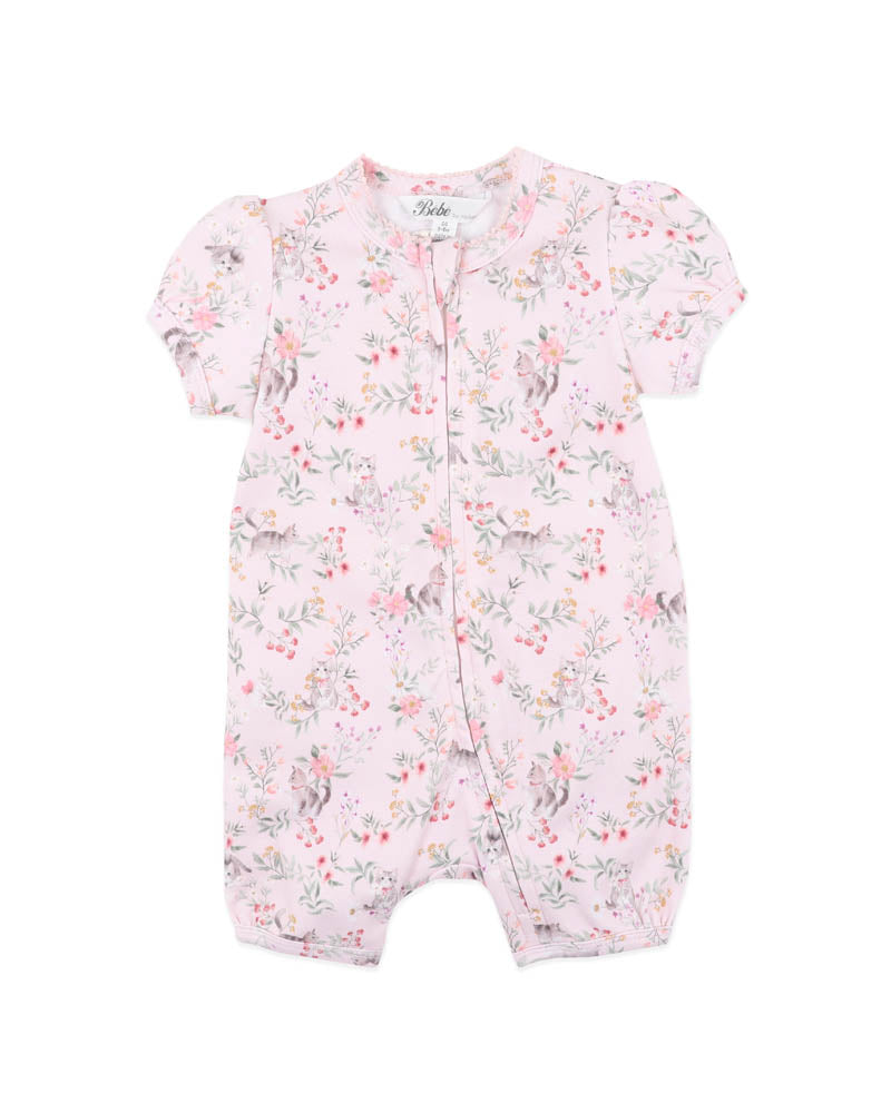 Bebe Willa Print Organic SS Zip Romper