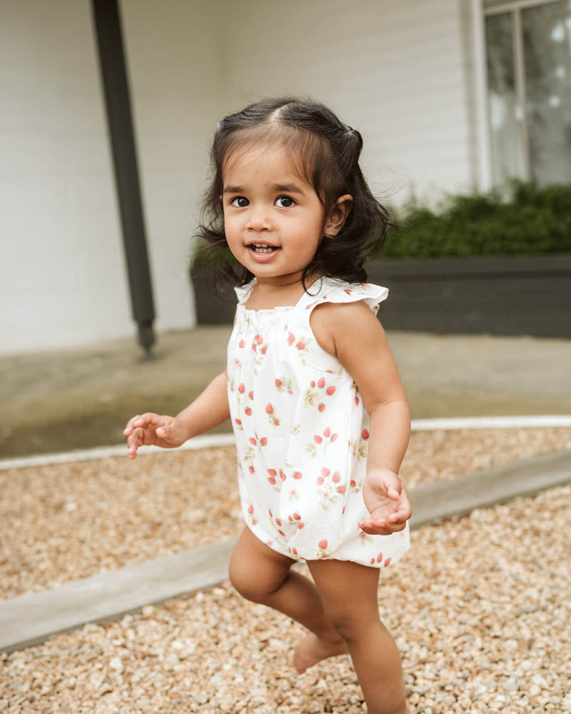 Bebe Poppy Strawberry Print Romper
