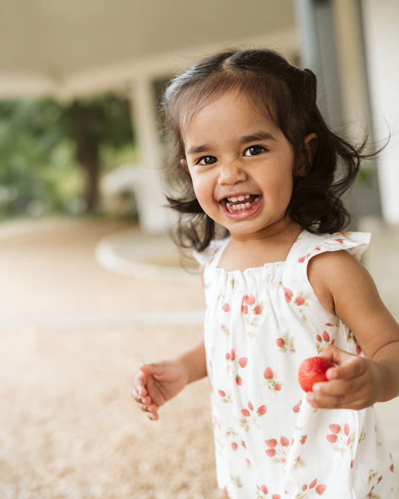 Bebe Poppy Strawberry Print Romper