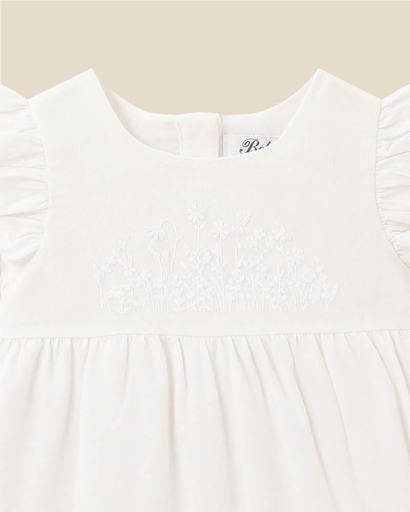 Bebe Linen Embroidered Romper