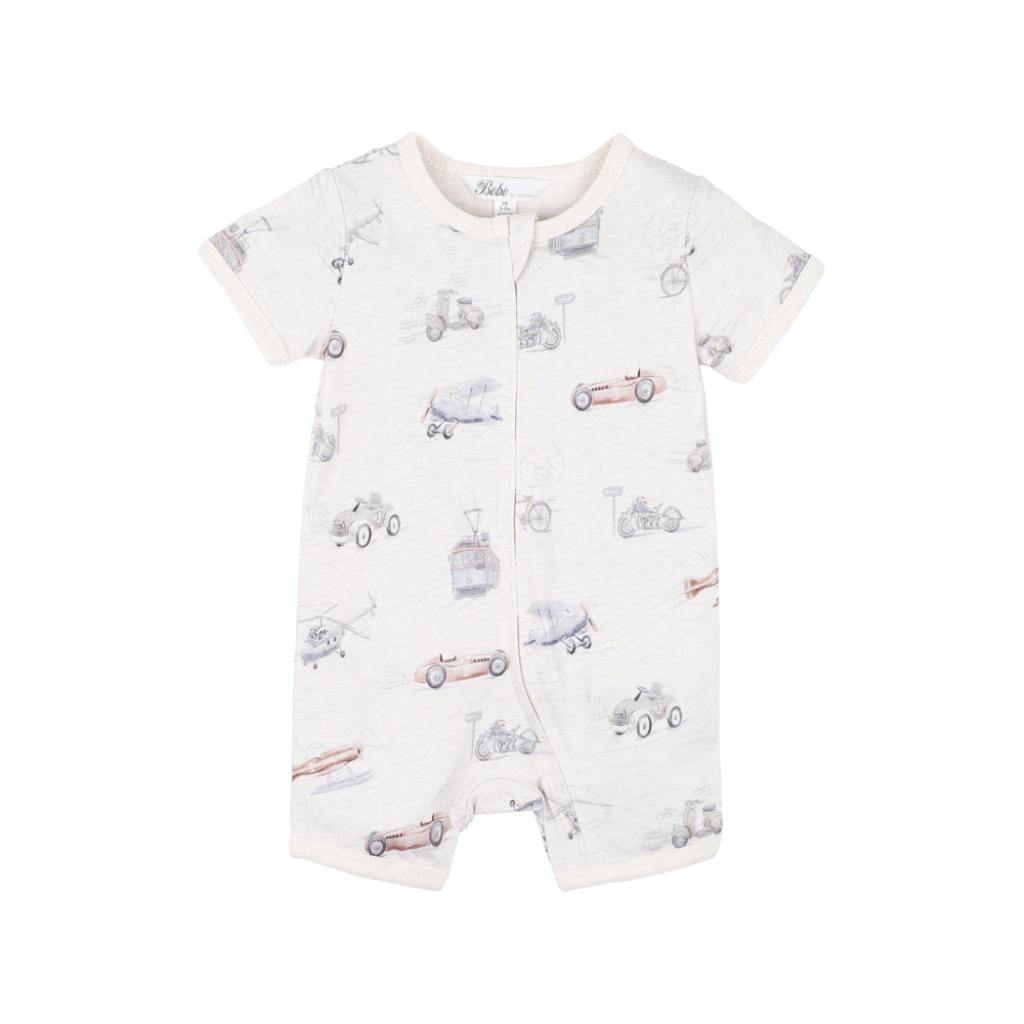 Bebe Finley Print SS Zip Romper