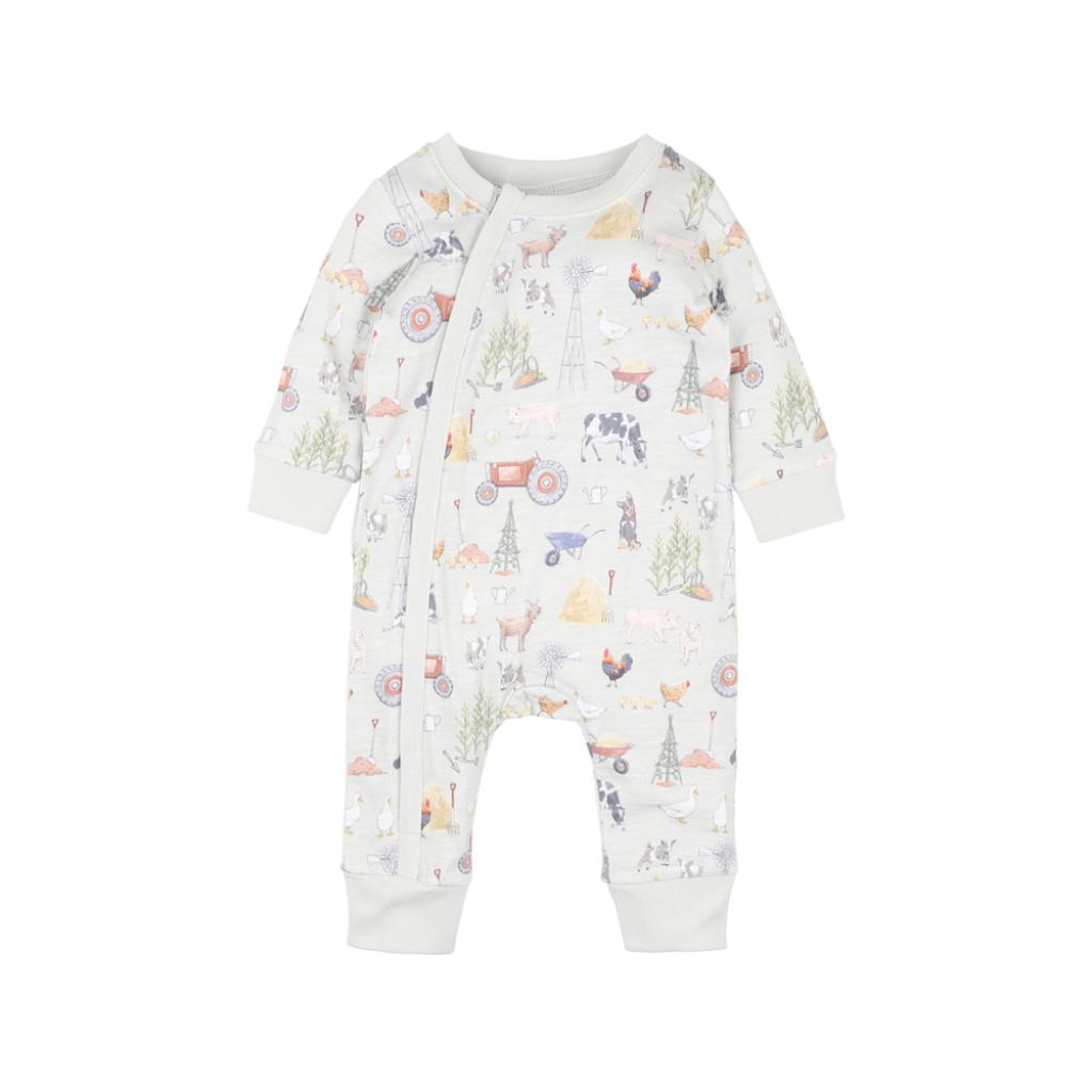 Bebe Chester Print LS Zip Romper