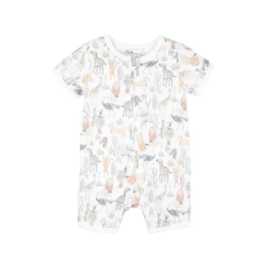 Bebe Ellis Print SS Zip Romper