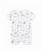 Bebe Brady Print Organic SS Zip Romper