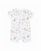 Bebe Brady Print Organic SS Zip Romper