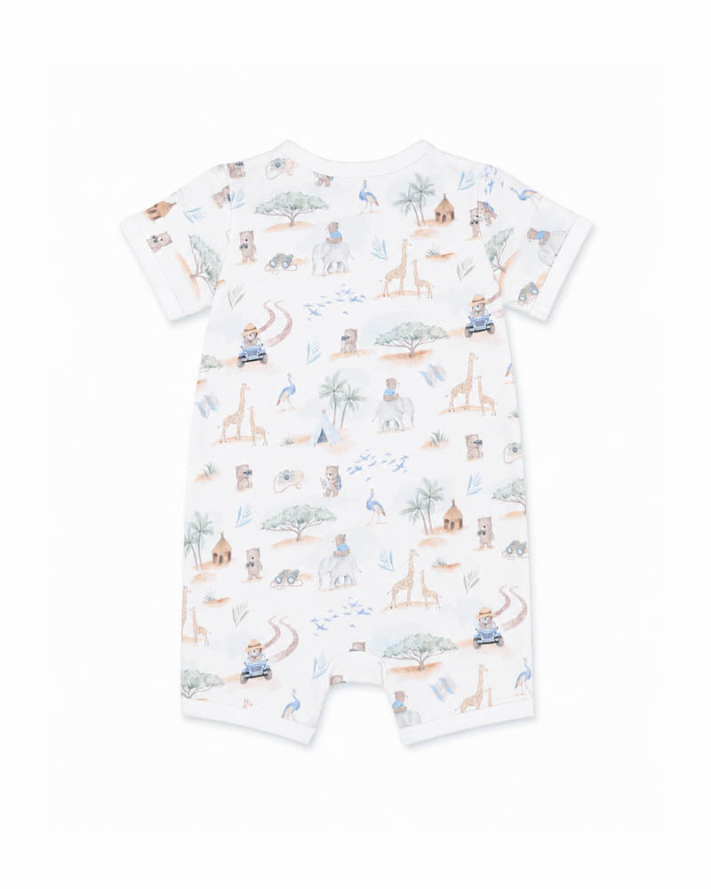 Bebe Brady Print Organic SS Zip Romper