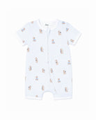 Bebe Brady Stripe Organic SS Zip Romper