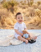 Bebe Brady Stripe Organic SS Zip Romper