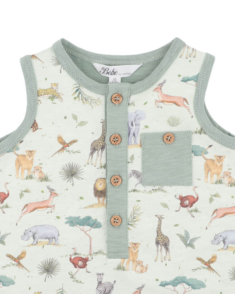 Bebe Sway Print Elephant Romper