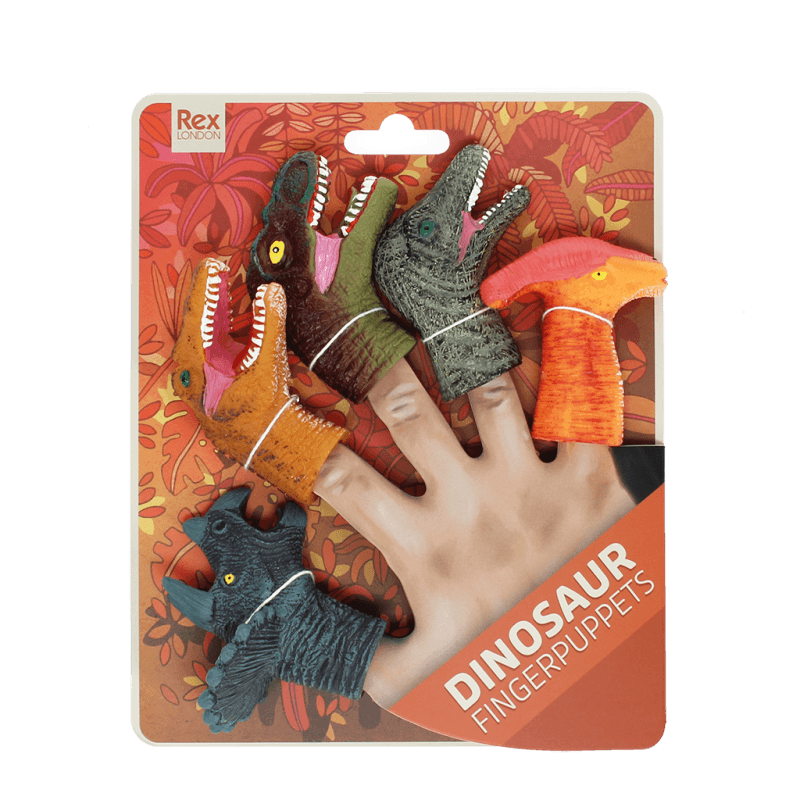 Rex London Animal Finger Puppets Set of 5 (Dinosaur)