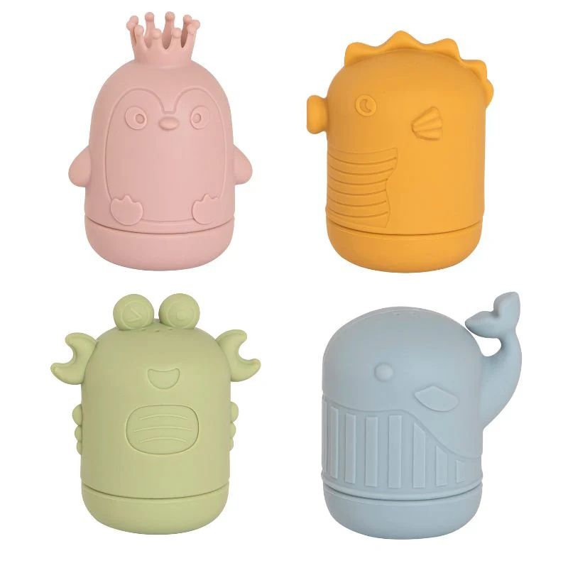 All 4 Ella Silicone Squeezy Bath Toys (Sea Friends)