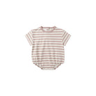 Quincy Mae Relaxed SS Bubble Romper (Pink Stripe)