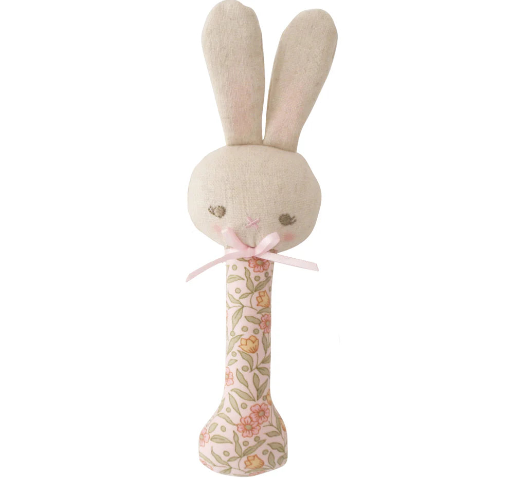 Alimrose Bunny Stick Rattle (Blossom Lily Pink)