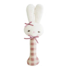 Alimrose Bunny Stick Rattle (Rose Check)