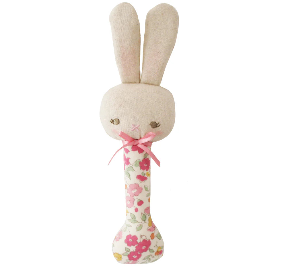 Alimrose Bunny Stick Rattle (Rose Garden)