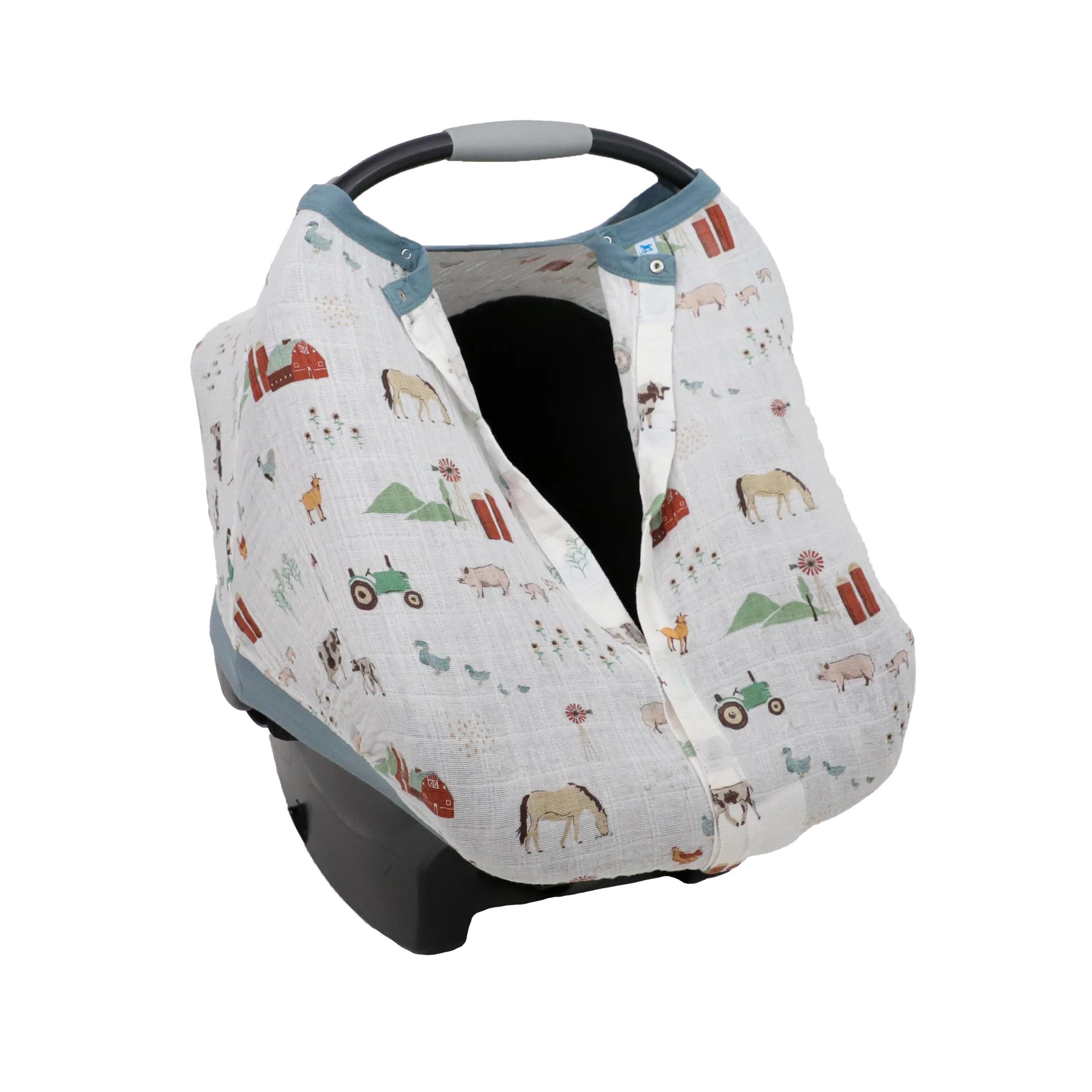 Little Unicorn Muslin Car Seat Canopy V2 (Farmyard)