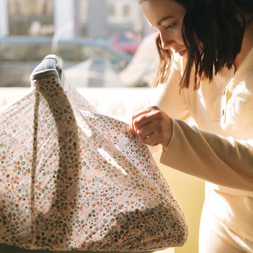 Little Unicorn Muslin Car Seat Canopy V2 (Pressed Petals)