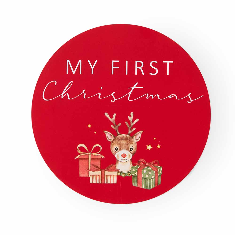 Snuggle Hunny Kids Christmas Single Reversible Milestone Card (Reindeer)