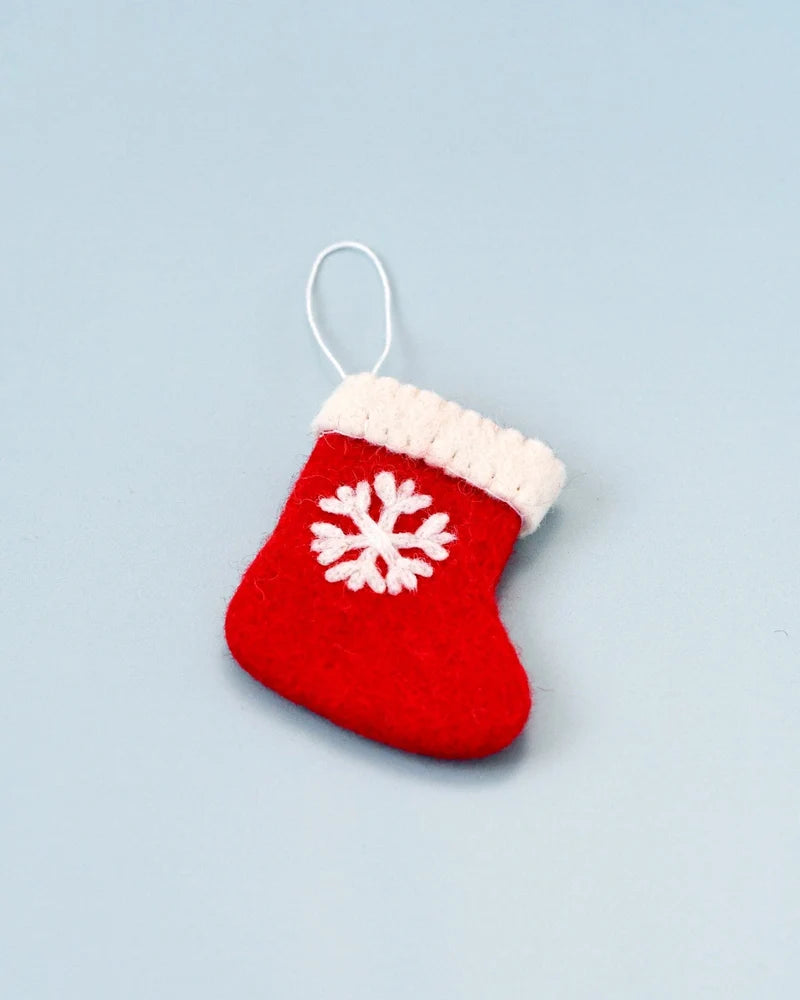 Tara Treasures Felt Christmas Stocking with Snowflake Ornament