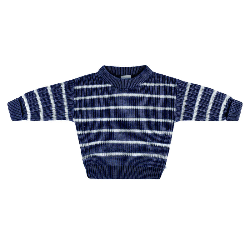 KYND Baby Chunky Rib Knit Jumper (Navy Stripe)