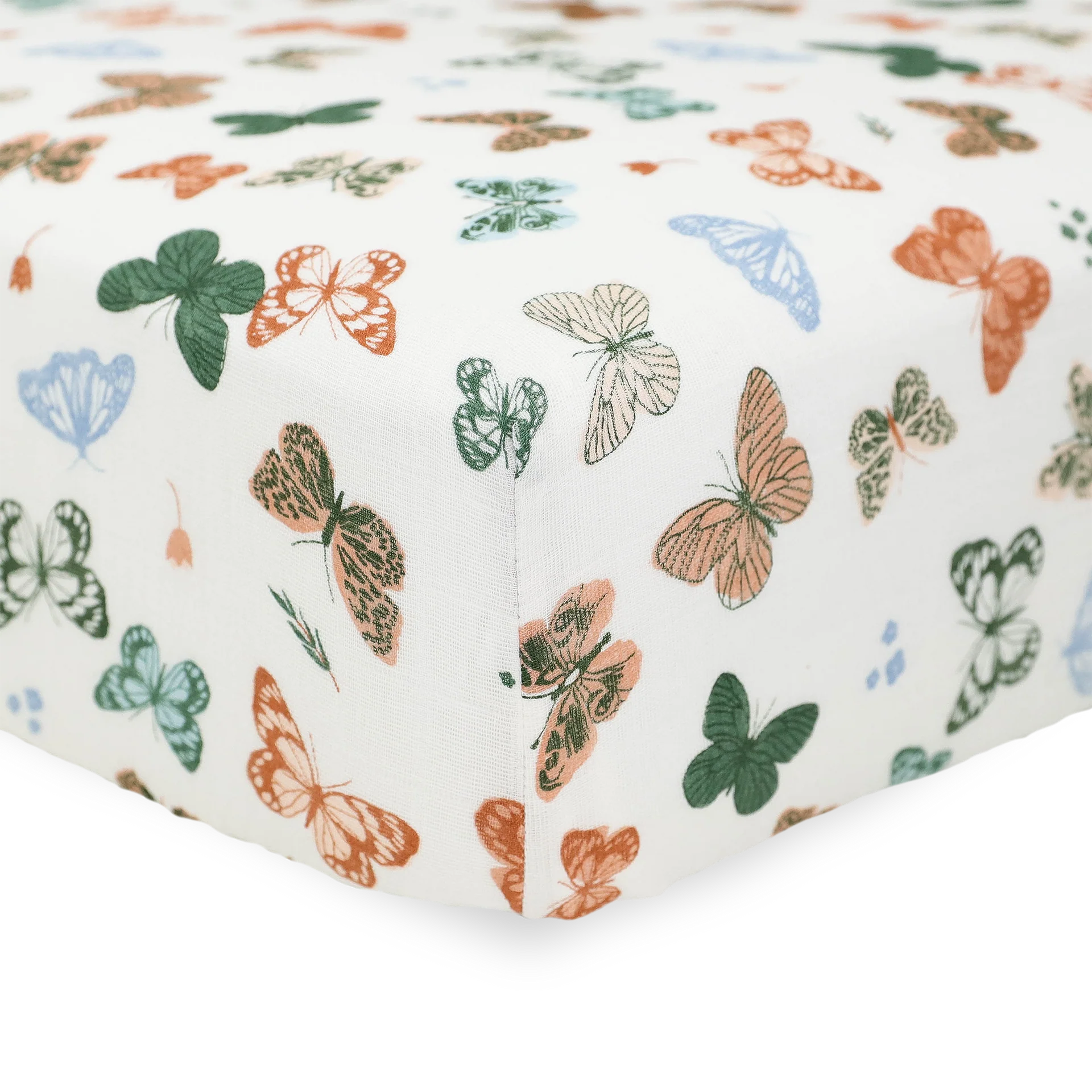 Little Unicorn Muslin Fitted Cot Sheet (Butterflies)