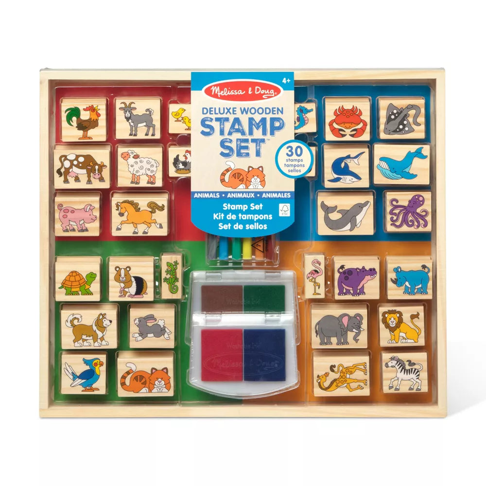 Melissa & Doug Deluxe Wooden Stamp Set (Animals)