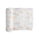 Little Unicorn Deluxe Muslin Swaddle (Rainbows & Raindrops)