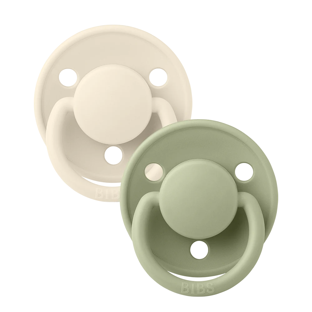 Bibs Dummy Two Pack De Lux Silicone (Ivory / Sage)