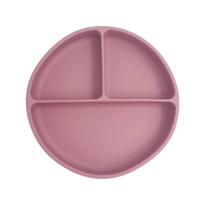 Petite Eats Silicone Suction Divided Plate (Dusky Rose)