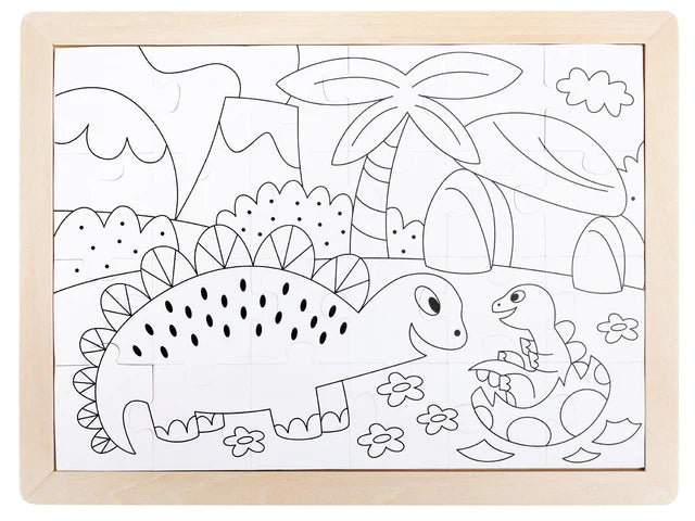 Hape Double Sided Colouring Puzzle 24pc (Dinosaurs)