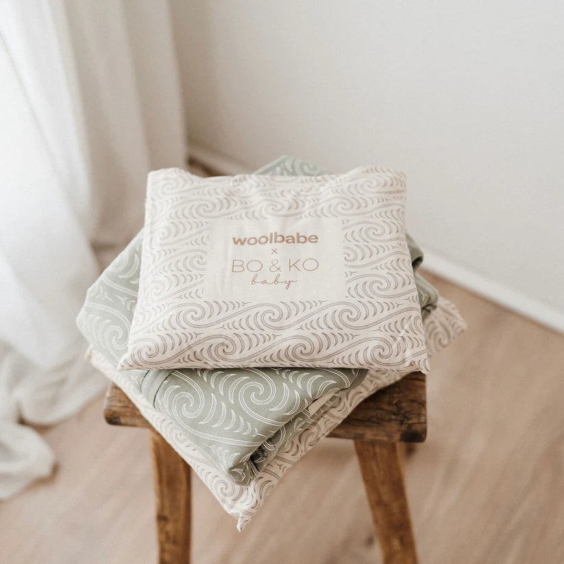 Woolbabe x Bo & Ko Duvet Weight Sleeping Suit (Flax Ngaru)