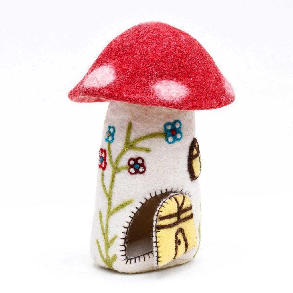 Tara Treasures Felt Fairies and Gnomes House (Red Toadstool)