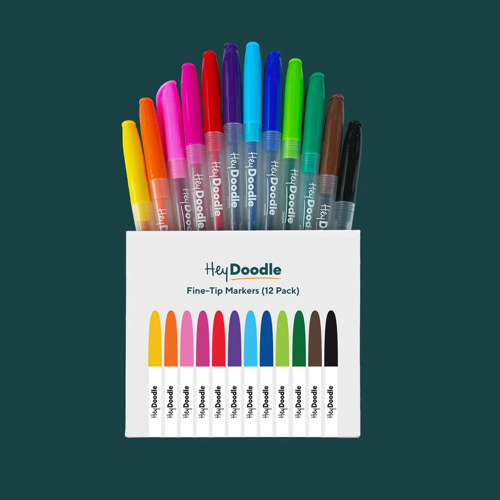 HeyDoodle Fine-Tip Markers (12 Pack)