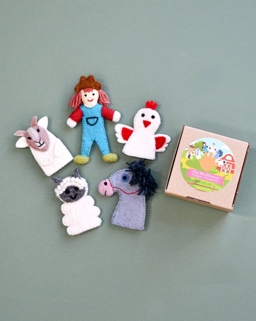 Tara Treasures Finger Puppet Set (Old MacDonald Farm Animals - Set B)