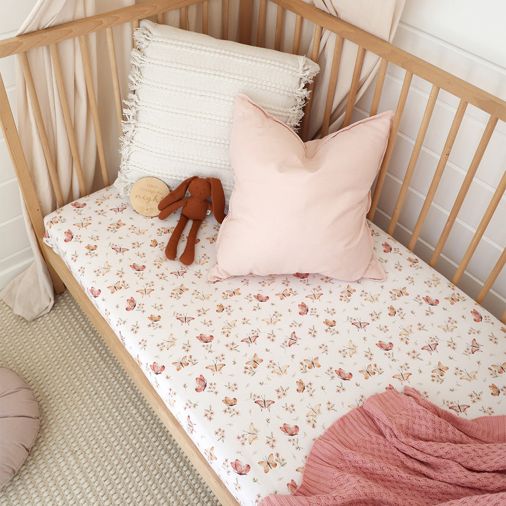 Snuggle Hunny Kids Fitted Cot Sheet (Butterfly)