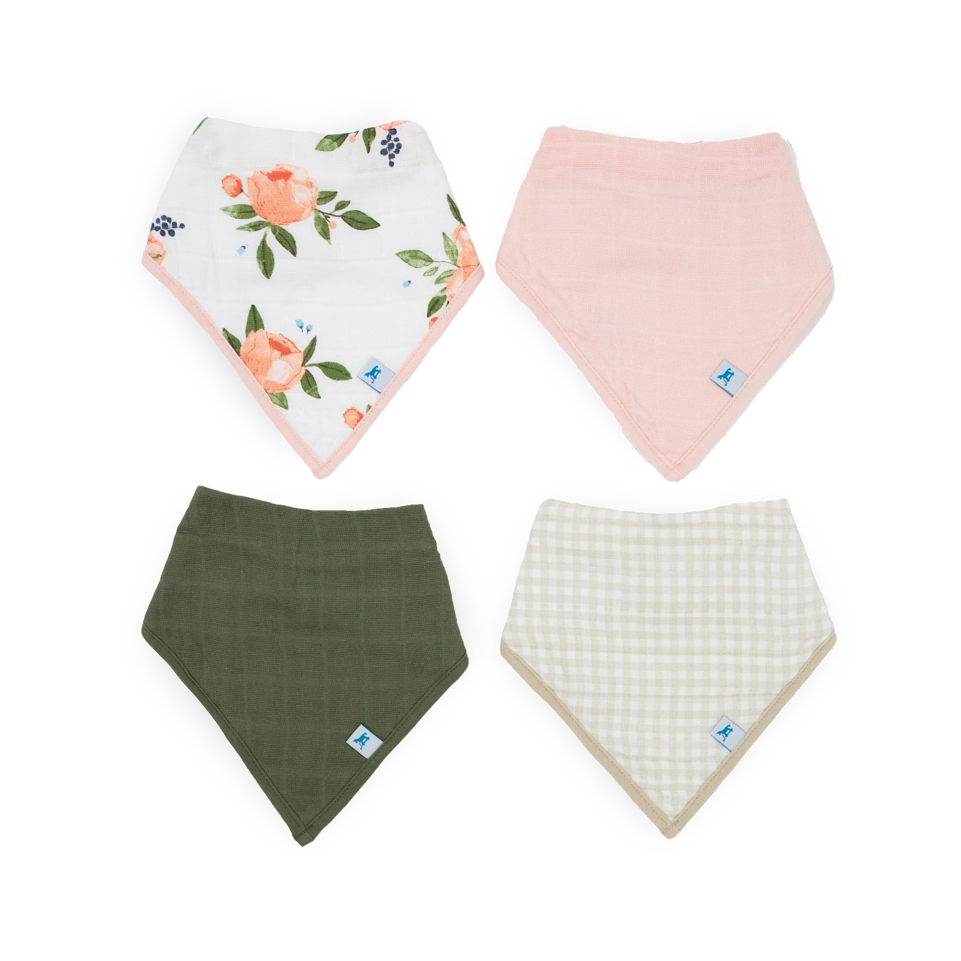 Little Unicorn Cotton Muslin Fleece Bandana Bib 4 Pack (Watercolour Roses)